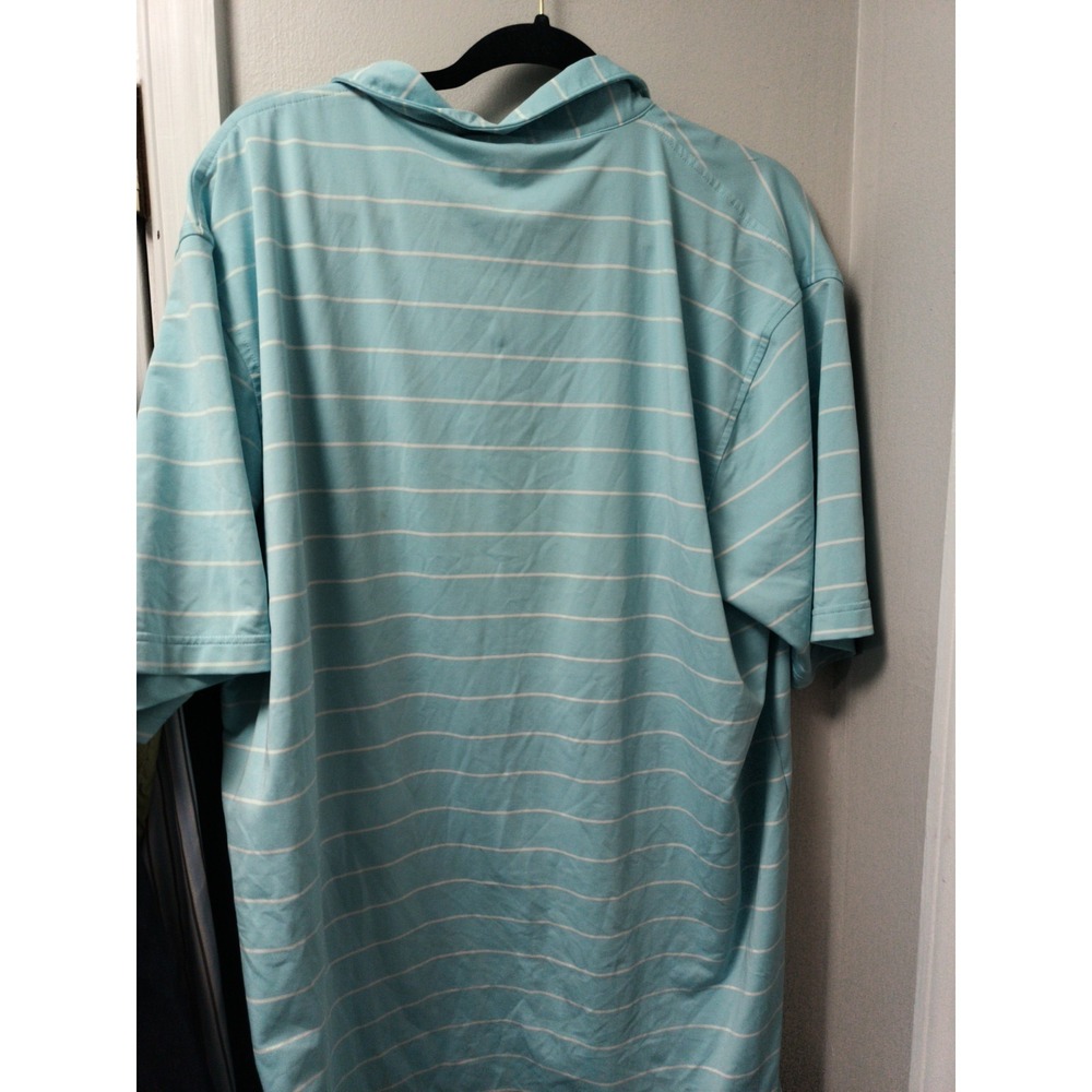 Peter Millar Summer Comfort Golf Polo XL Light Blue White Stripes Short Sleeve - Picture 6 of 6